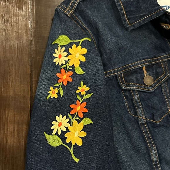 Upcycled Denim Jacket Old Navy Cropped Jean Jacket Small Retro Floral Embroider - Picture 8 of 8